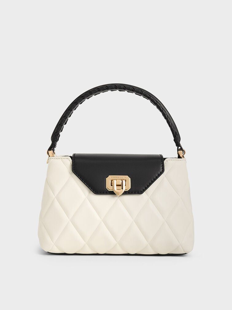 CHARLES & KEITH Arwen Quilted Braided-Strap Top Handle Bag