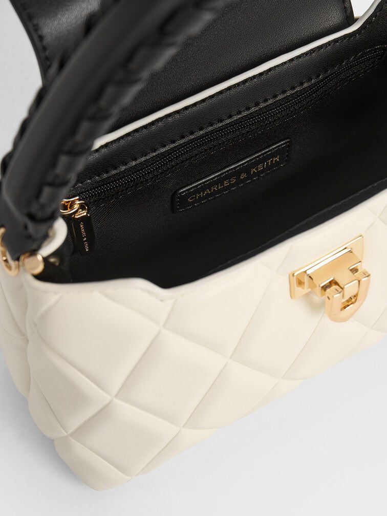 CHARLES & KEITH Arwen Quilted Braided-Strap Top Handle Bag