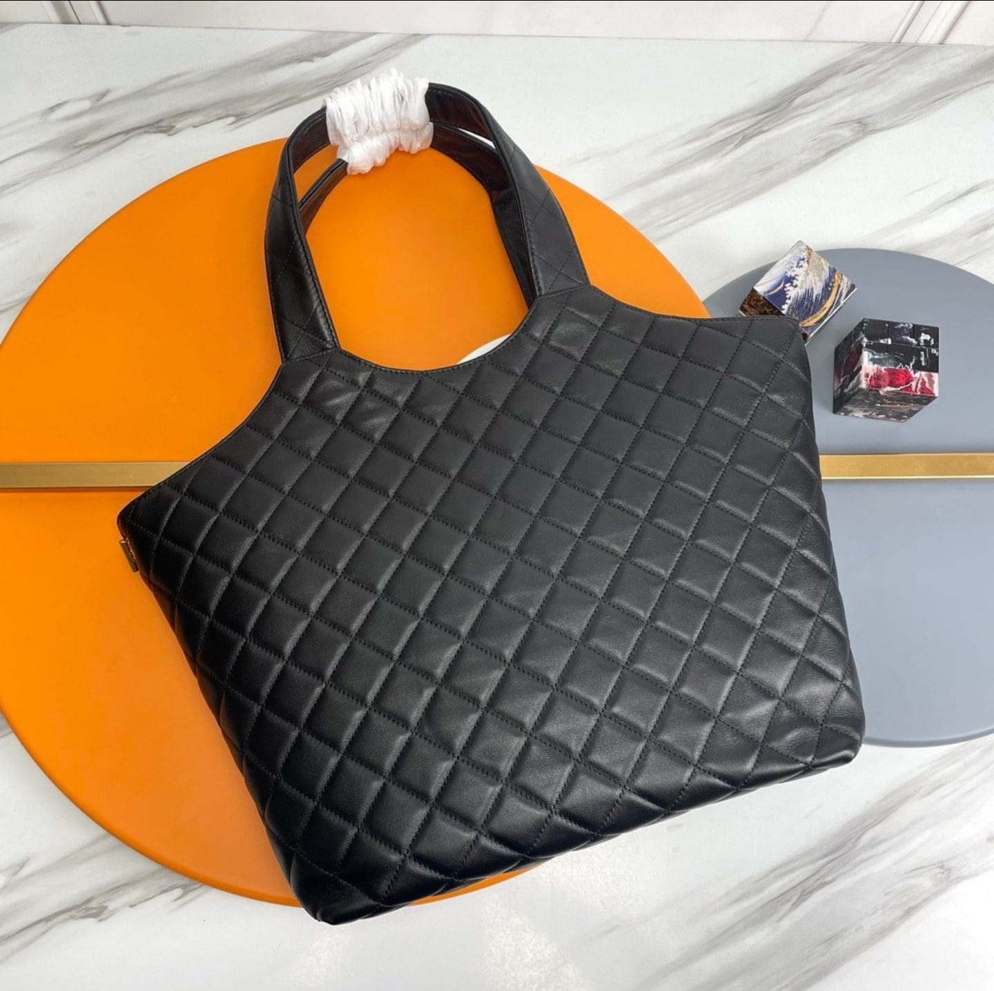 Saint Laurent Icare Black Quilted Maxi Shopping Bag