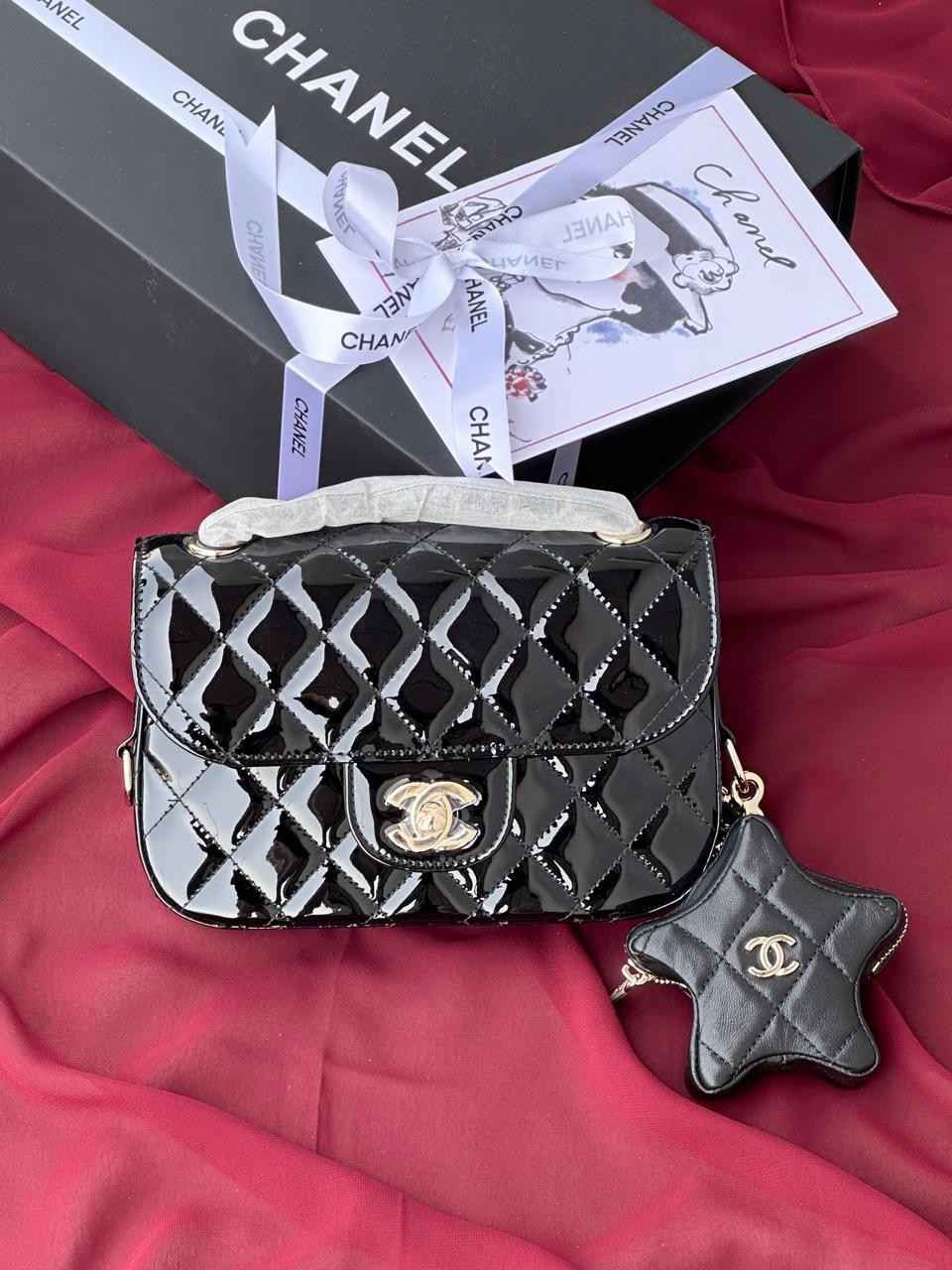 CHANEL Classic Quilted metalic Backpack/Bag with Coin Pouch