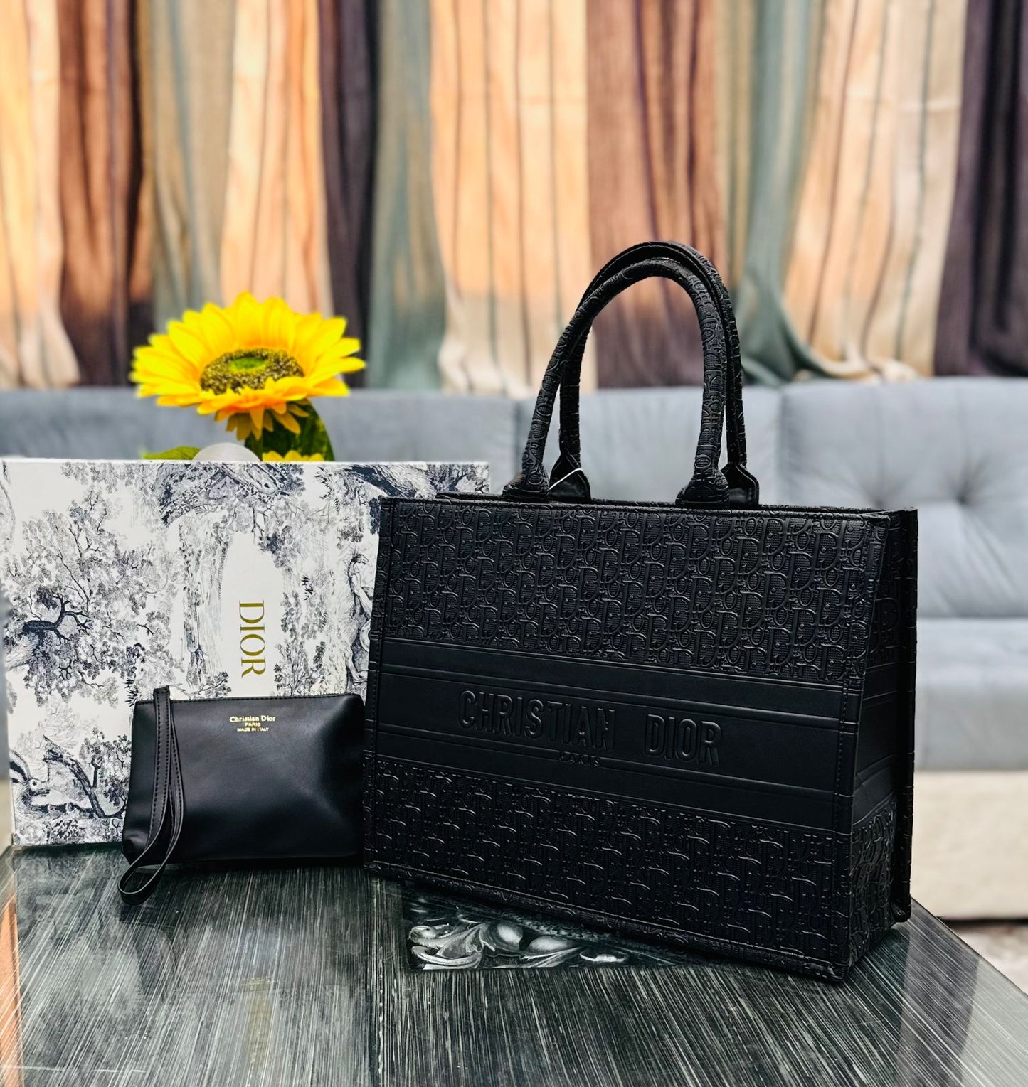 Christian Dior Embossed Book Tote