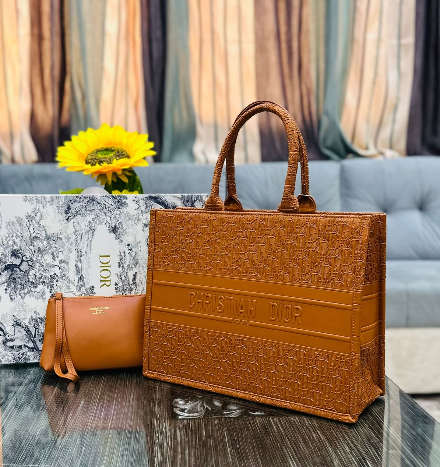 Christian Dior Embossed Book Tote