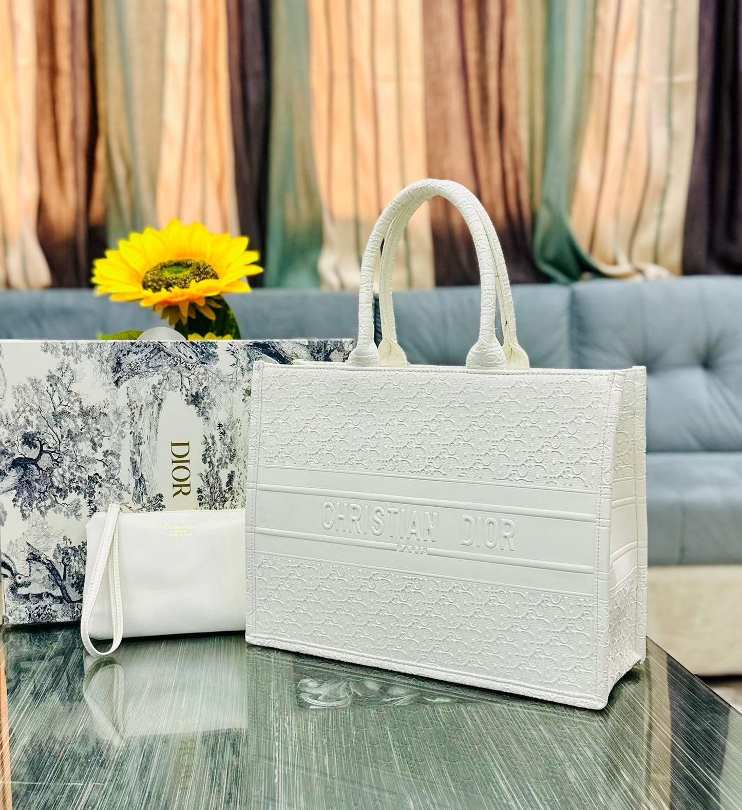 Christian Dior Embossed Book Tote