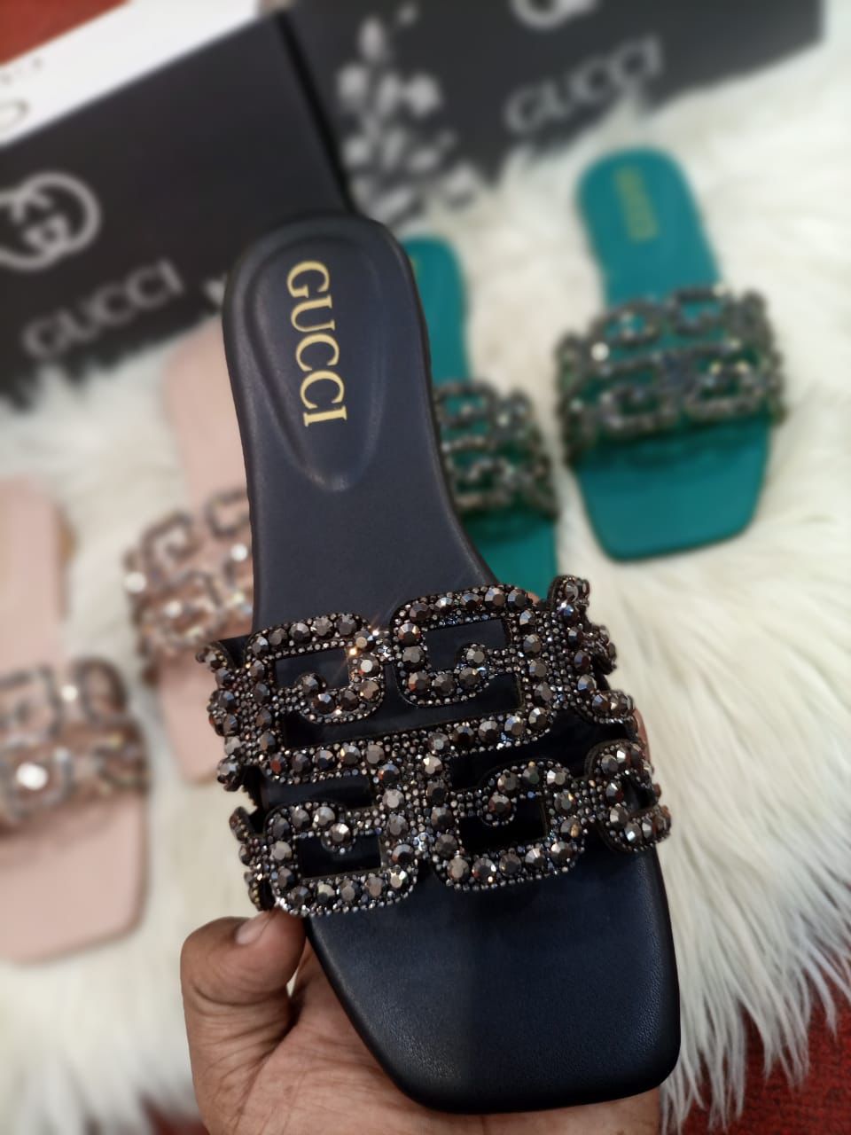 GUCCI Supreme Fancy Flat Slippers