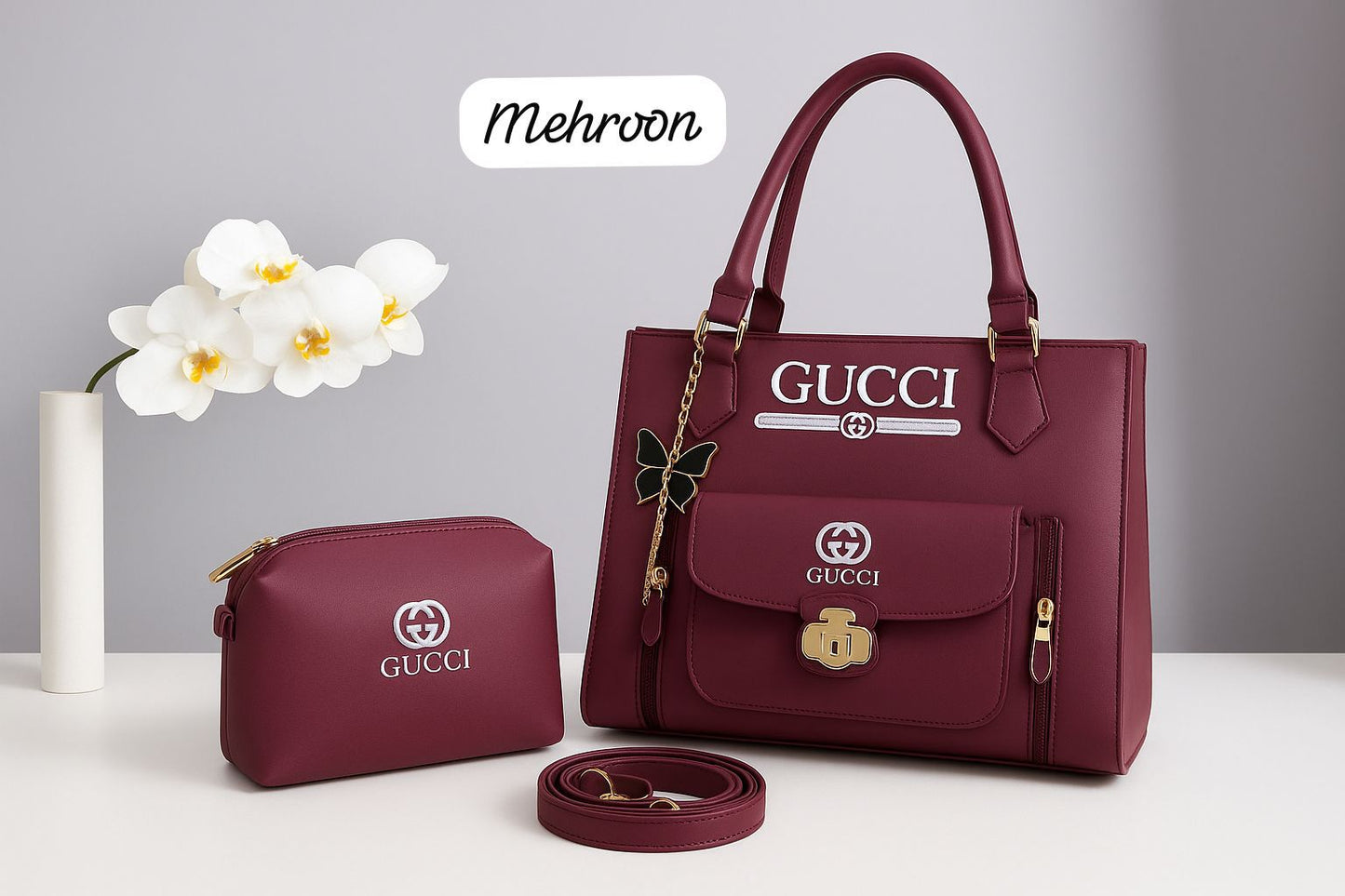 GUCCI Premium 2-Piece Shoulder and Clutch Set