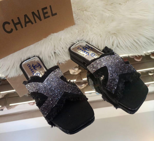 CHANEL  Supreme Quality Fancy Flat Slippers (Jeans Edition)