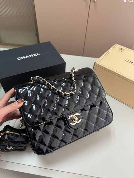 CHANEL Classic Quilted metalic Backpack/Bag with Coin Pouch