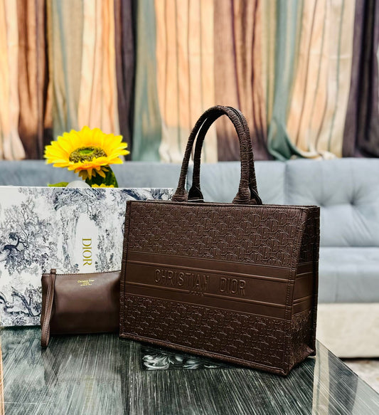 Christian Dior Embossed Book Tote