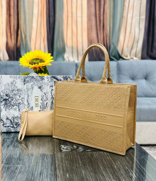 Christian Dior Embossed Book Tote
