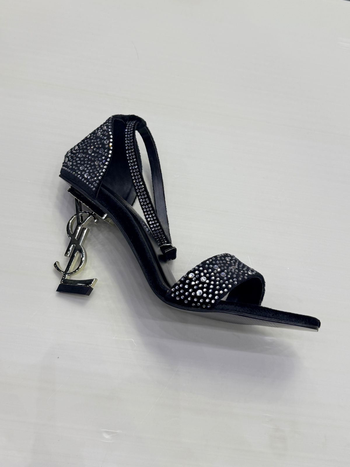 Luxury Velvet Crystal Stiletto Heels