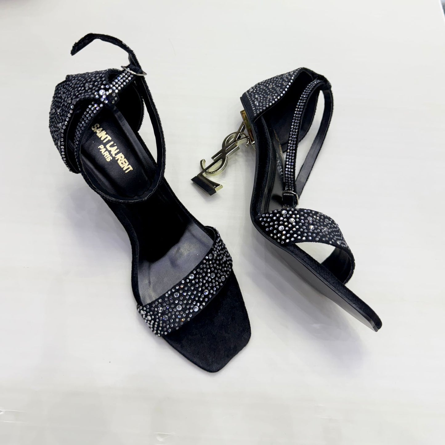 Luxury Velvet Crystal Stiletto Heels