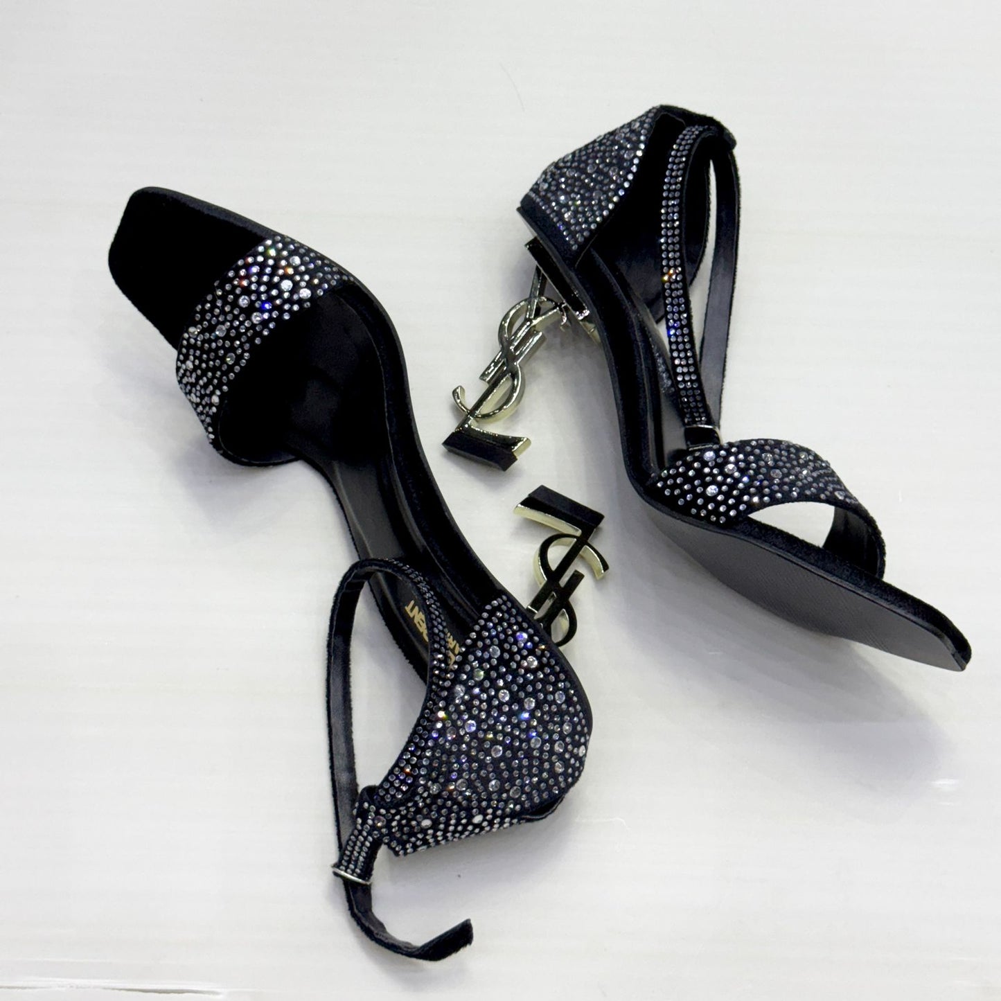 Luxury Velvet Crystal Stiletto Heels