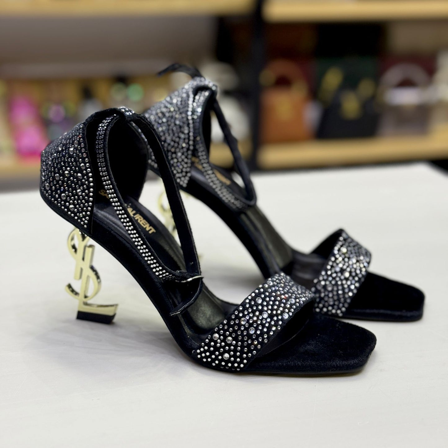 Luxury Velvet Crystal Stiletto Heels