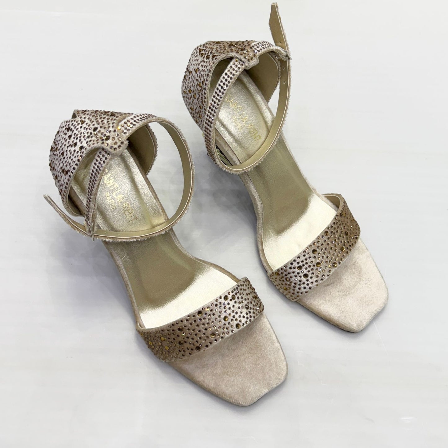 Luxury Velvet Crystal Stiletto Heels