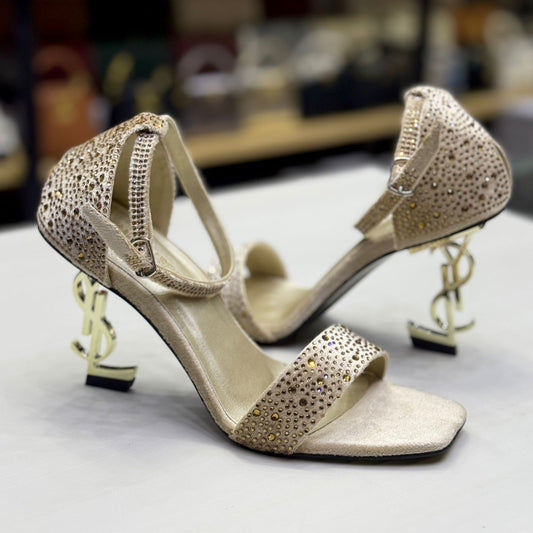 Luxury Velvet Crystal Stiletto Heels