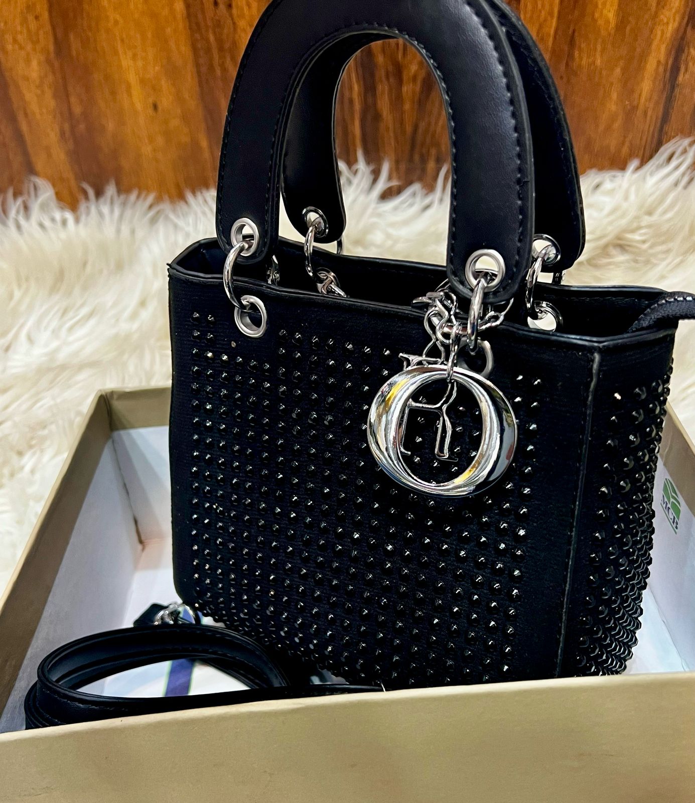 Dior-Inspired Black Studded Tote – Statement of Power &amp; Glamour