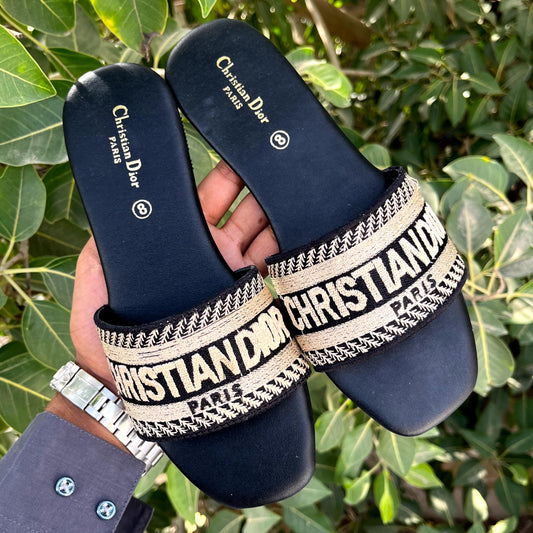 Christian Dior Embroidered Flat Slippers