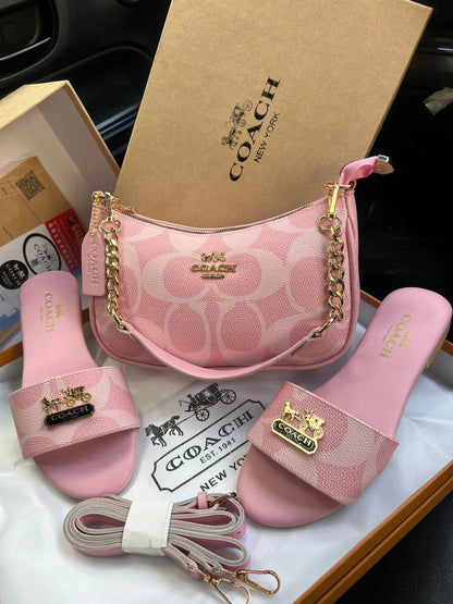 COACH-INSPIRED TERI SHOULDER BAG & SLIPPER COMBO – PRETTY IN PINK
