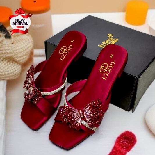 Gucci Crystal Bow Slides – Satin Luxe & Embellished Glamour