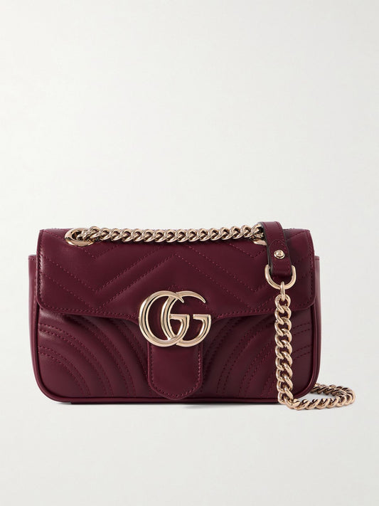 Gucci GG Marmont Matelassé Shoulder Bag - Deep Burgundy (Premium Edition)