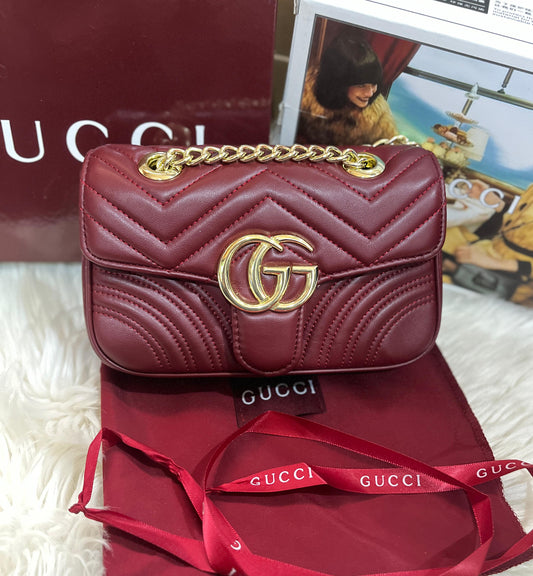 Gucci GG Marmont Matelassé Shoulder Bag - Deep Burgundy (Premium Edition)